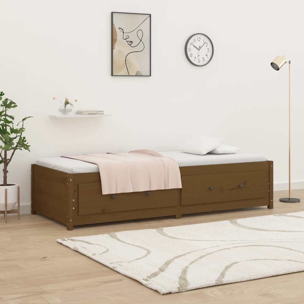 Lit de jour sans matelas marron miel 75x190 cm bois pin massif