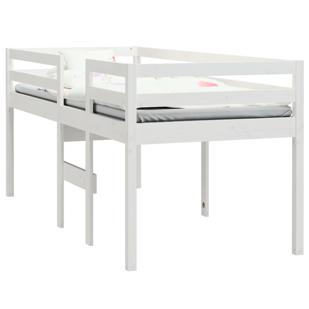 Lit haut sans matelas blanc 90x200 cm bois de pin massif