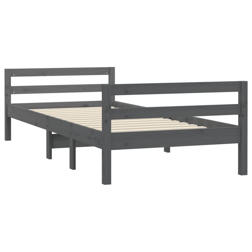 Cadre de lit sans matelas gris 90x200 cm bois de pin massif