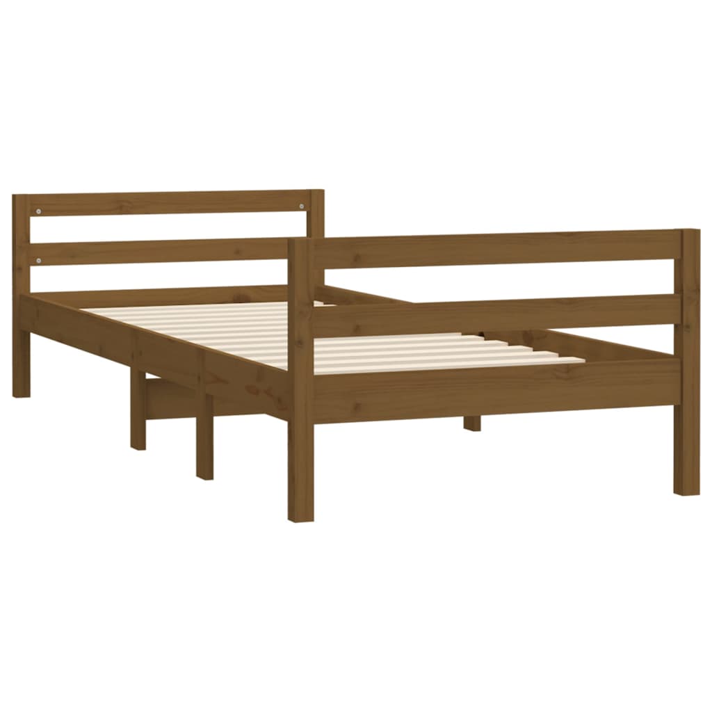 Cadre de lit sans matelas marron miel 90x200 cm bois pin massif