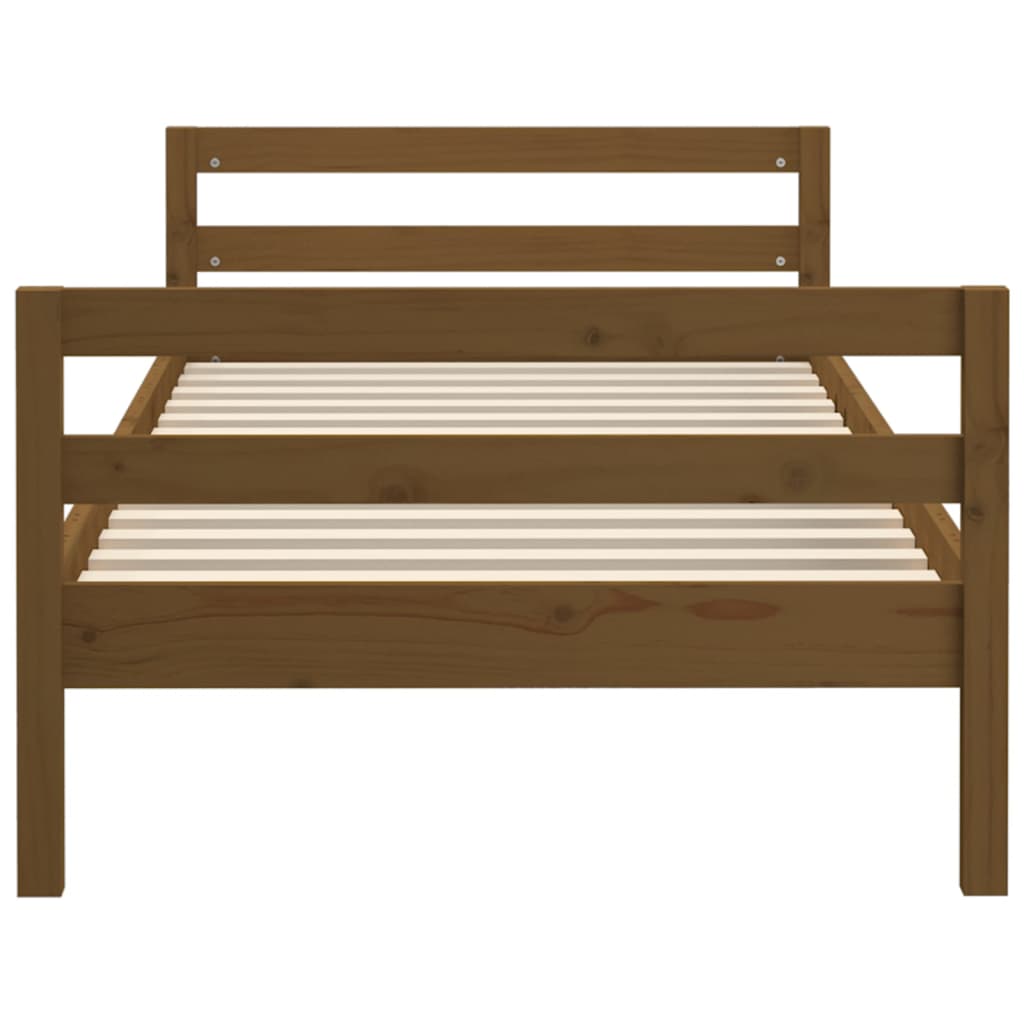 Cadre de lit sans matelas marron miel 90x200 cm bois pin massif