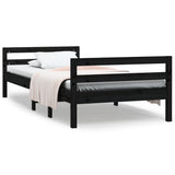 Cadre de lit sans matelas noir 90x200 cm bois de pin massif