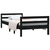 Cadre de lit sans matelas noir 90x200 cm bois de pin massif