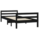 Cadre de lit sans matelas noir 90x200 cm bois de pin massif