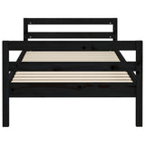 Cadre de lit sans matelas noir 90x200 cm bois de pin massif