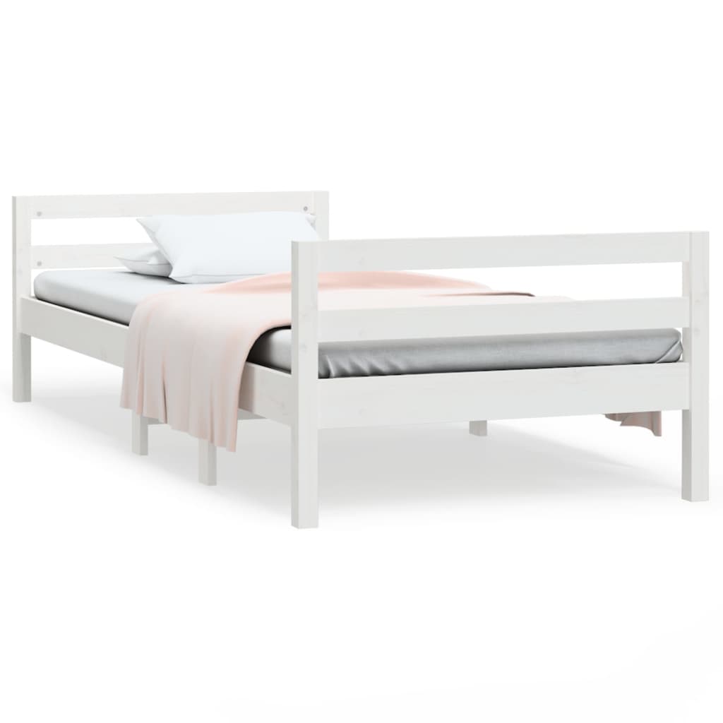 Cadre de lit sans matelas blanc 75x190 cm bois de pin massif