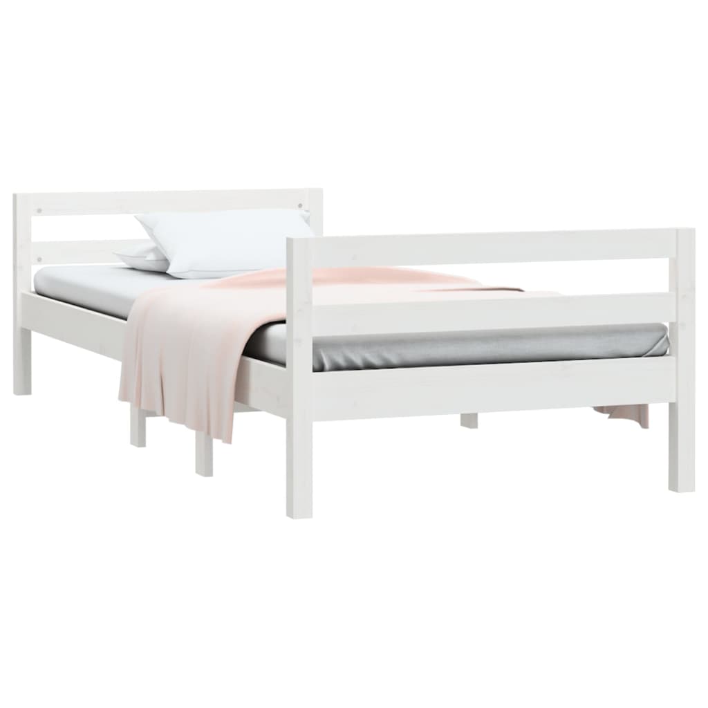 Cadre de lit sans matelas blanc 75x190 cm bois de pin massif