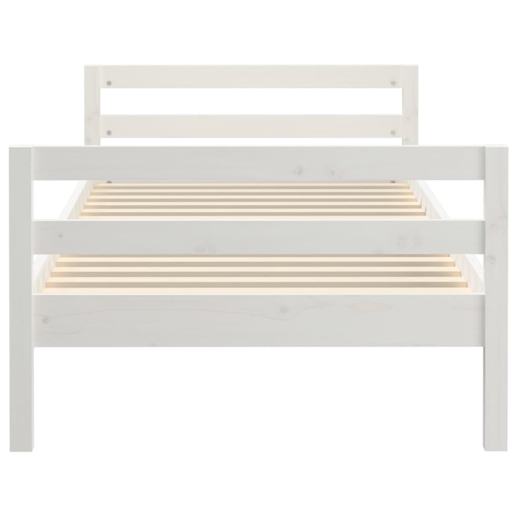 Cadre de lit sans matelas blanc 75x190 cm bois de pin massif