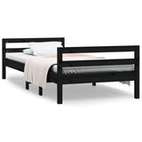 Cadre de lit sans matelas noir 75x190 cm bois de pin massif