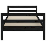 Cadre de lit sans matelas noir 75x190 cm bois de pin massif