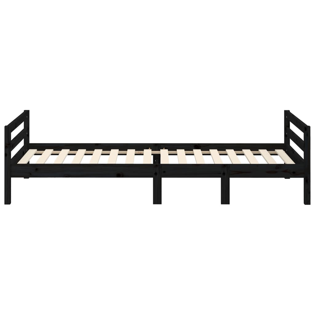 Cadre de lit sans matelas noir 75x190 cm bois de pin massif