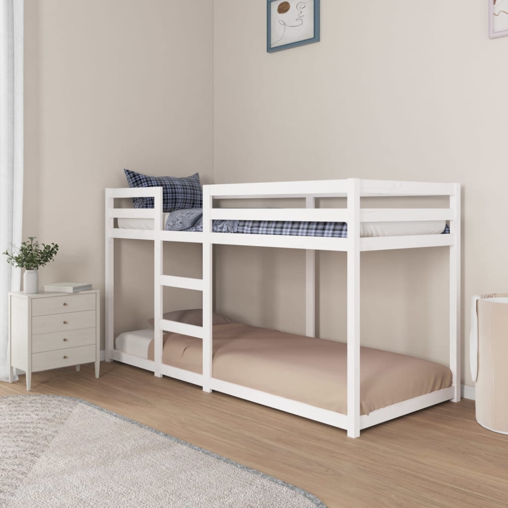 Lit superposé sans matelas blanc 80x200 cm bois de pin massif