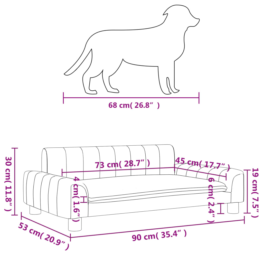 Dark gray dog ​​bed 90x53x30 cm fabric