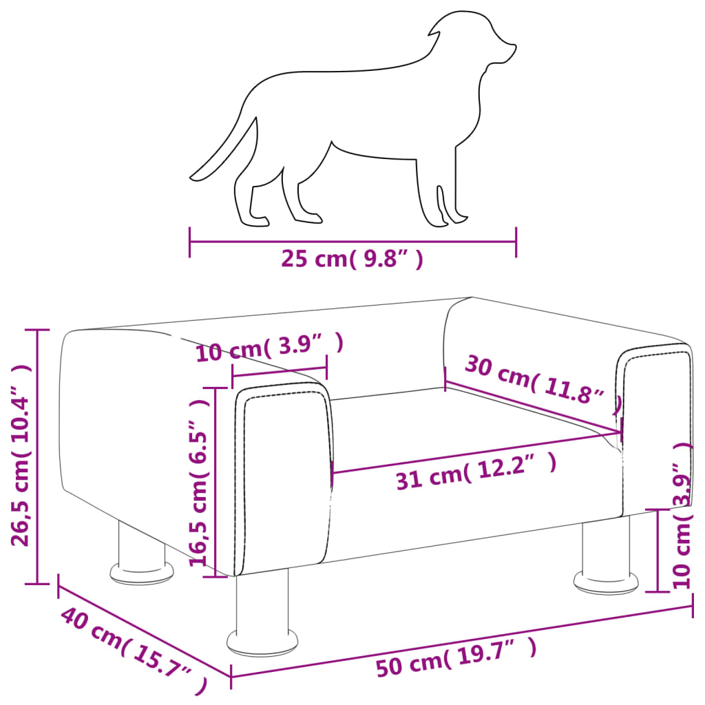 Lit pour chien gris clair 50x40x26,5 cm velours