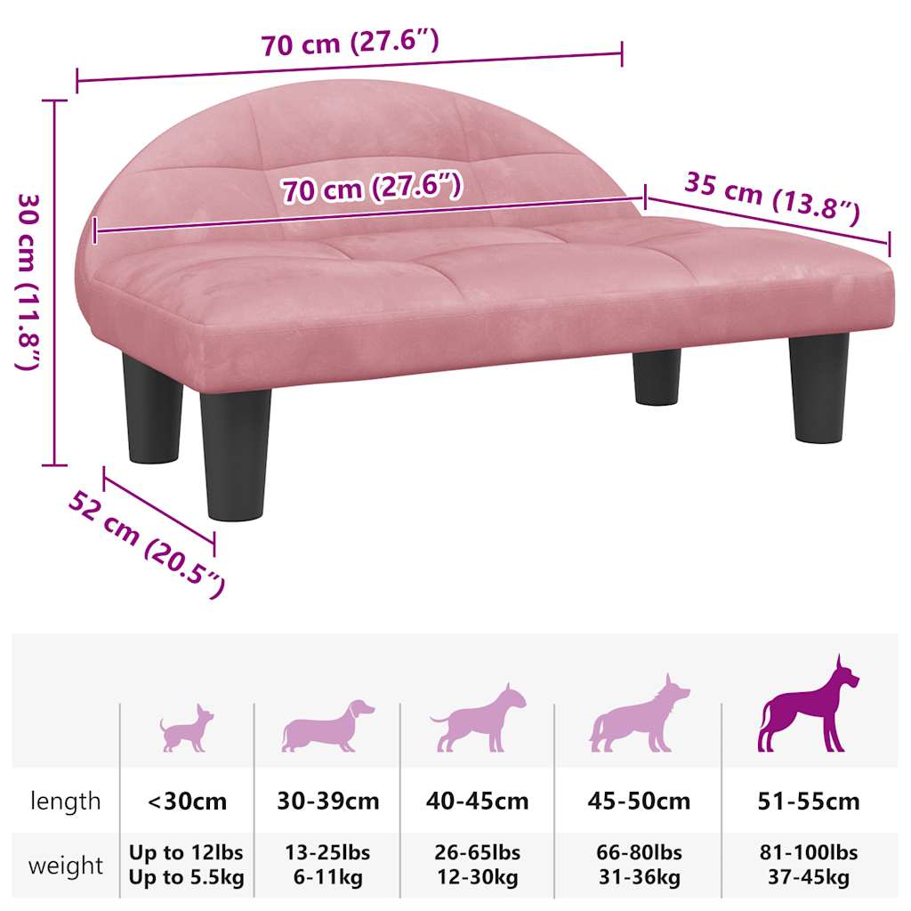 Lit pour chien rose 70x52x30 cm velours