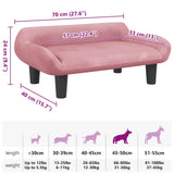 Pink dog bed 70x40x24 cm velvet