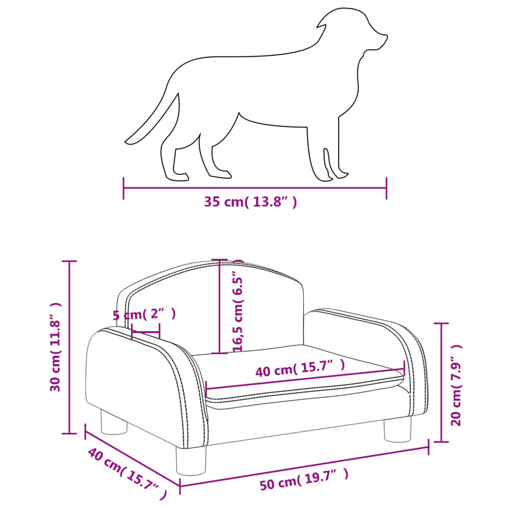 Cremefarbenes Hundebett 50x40x30 cm aus Stoff