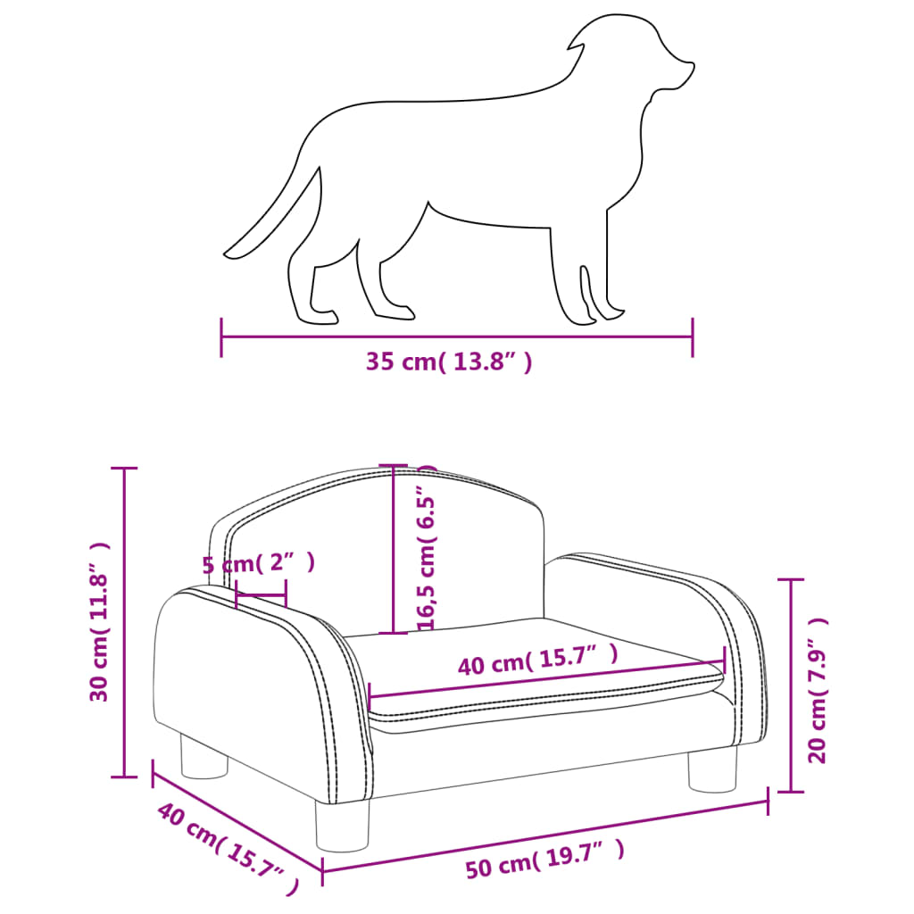 Cream dog bed 50x40x30 cm faux leather