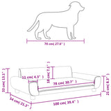 Hellgraues Hundebett 100x54x33 cm aus Samt