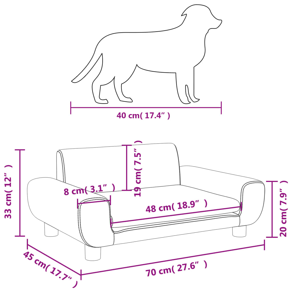 Lit pour chien gris clair 70x45x33 cm velours