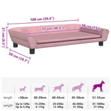 Lit pour chien rose 100x50x21 cm velours