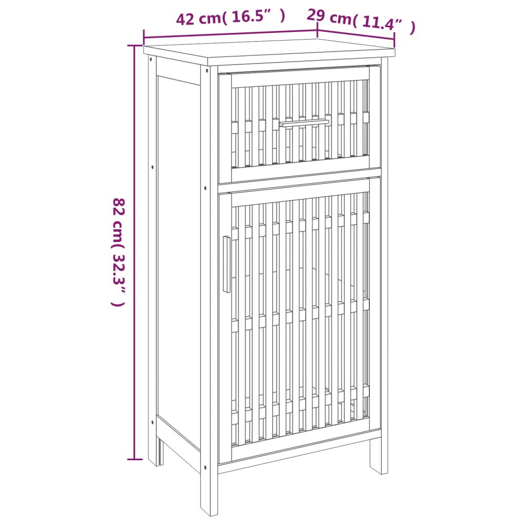 Armoire de salle de bain 42x29x82 cm Bois massif de noyer