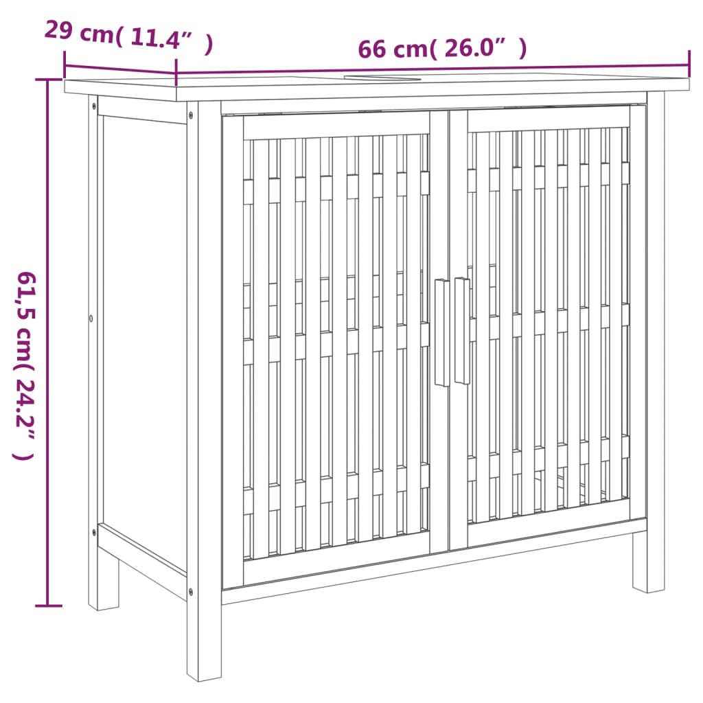 Armoire de salle de bain 66x29x61,5 cm Bois massif de noyer