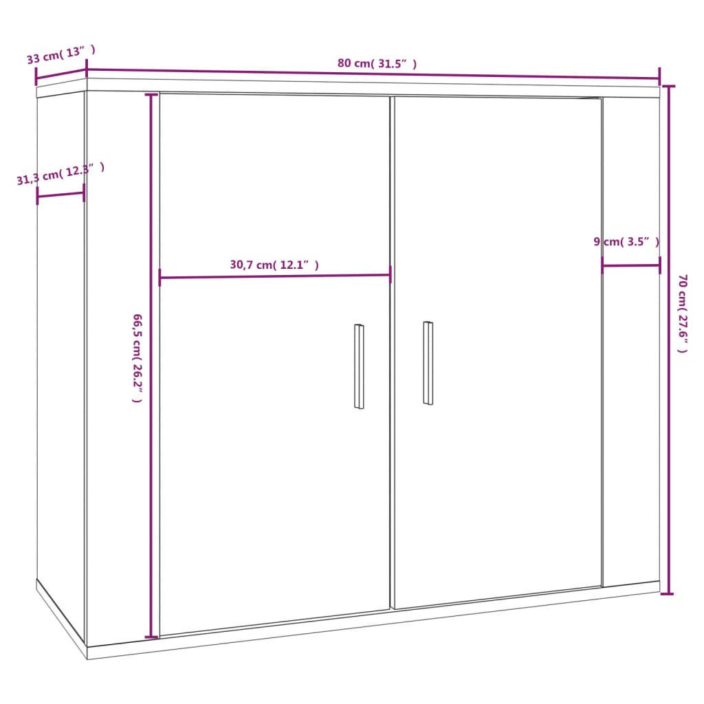 Buffet Chêne sonoma 80x33x70 cm Bois d'ingénierie