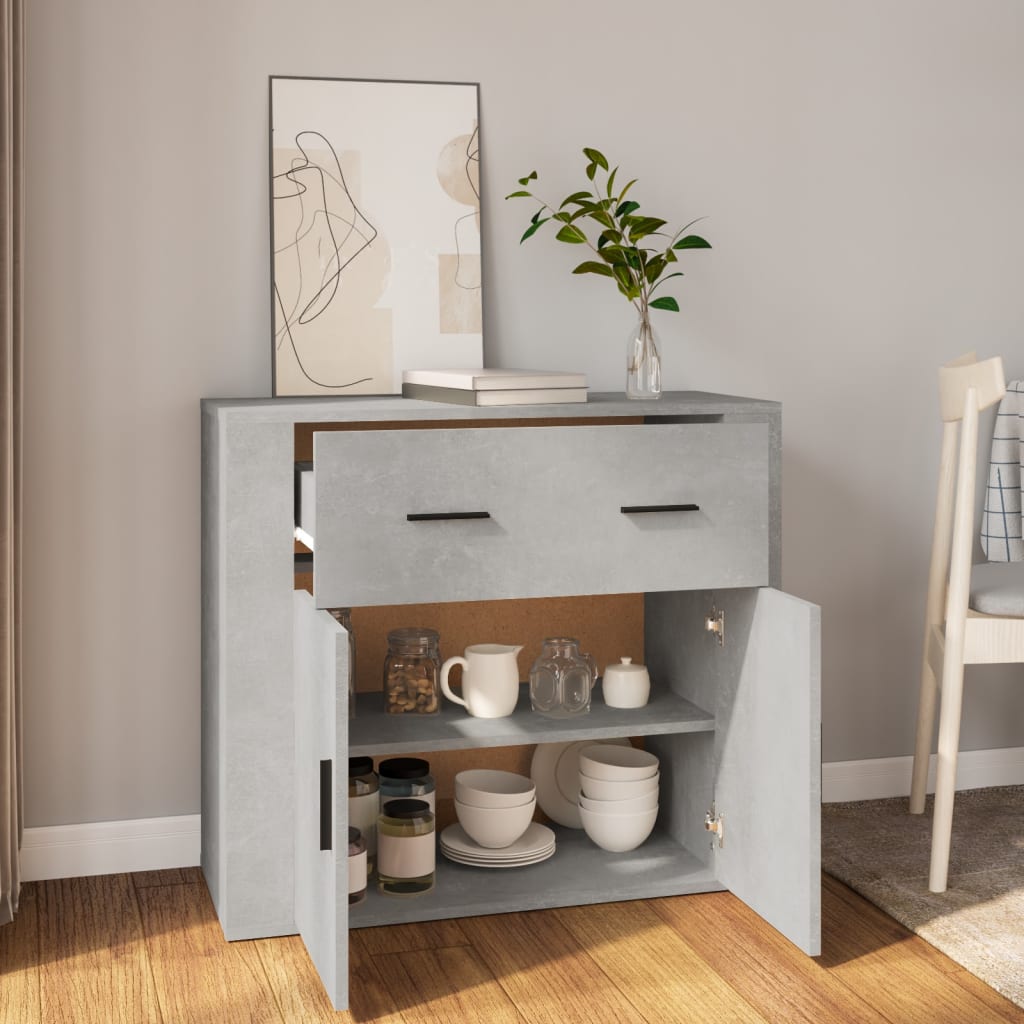 Concrete Grey Sideboard 80x33x70 cm Engineered Wood