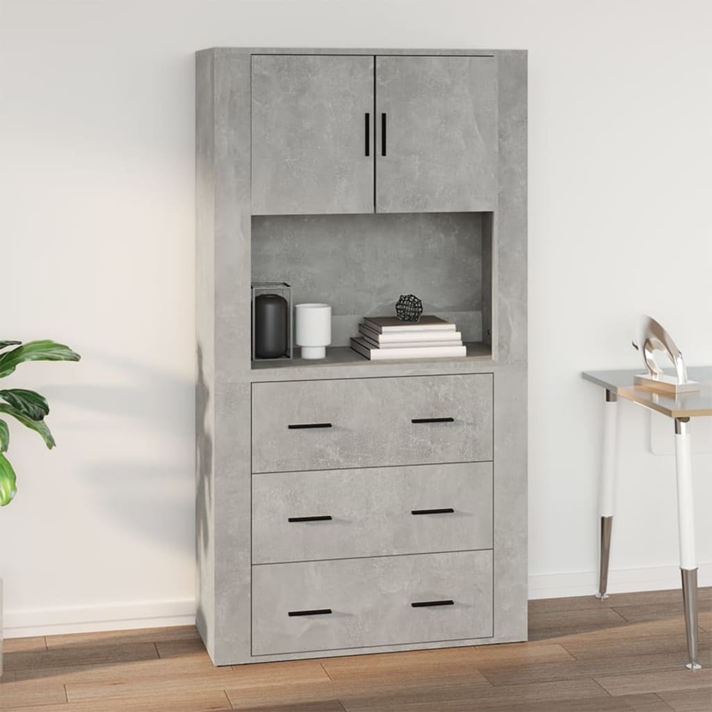 Armoire murale Gris béton 80x33x80 cm Bois d'ingénierie