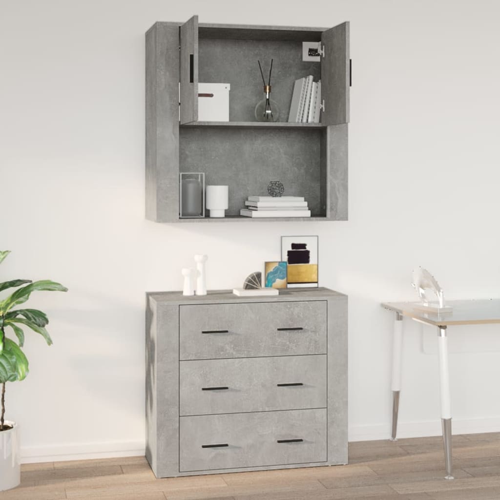 Armoire murale Gris béton 80x33x80 cm Bois d'ingénierie