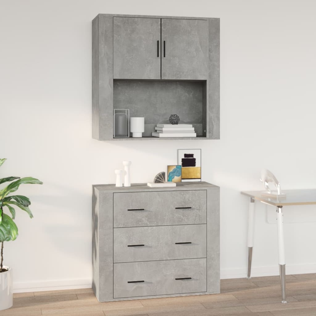 Concrete Grey Wall Cabinet 80x33x80 cm Engineered Wood