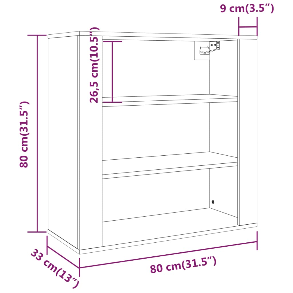 Armoire murale Gris béton 80x33x80 cm Bois d'ingénierie