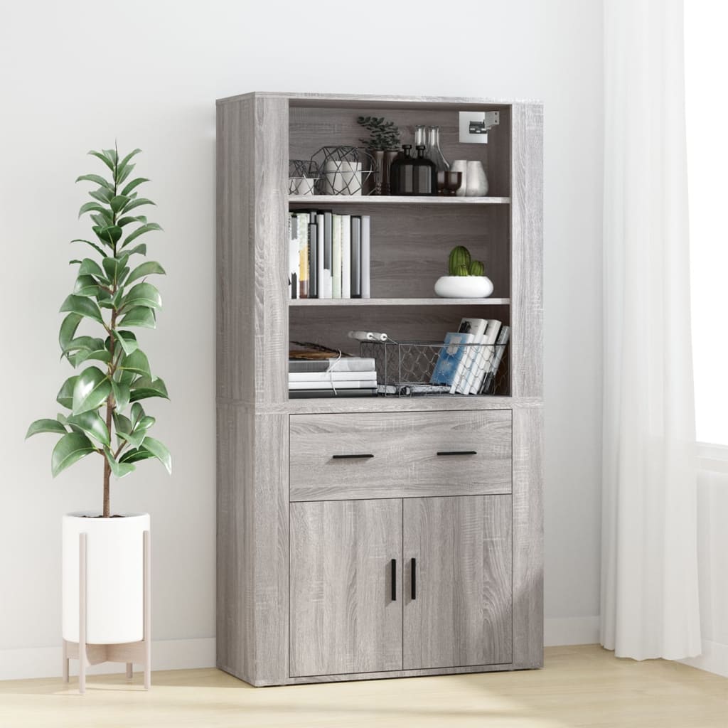 Sonoma grauer Wandschrank 80x33x80 cm Holzwerkstoff