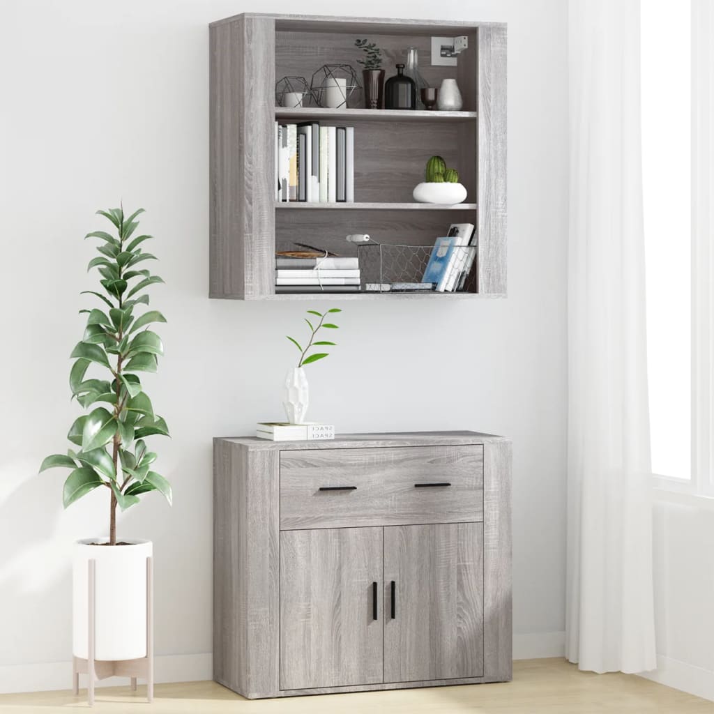 Sonoma grauer Wandschrank 80x33x80 cm Holzwerkstoff