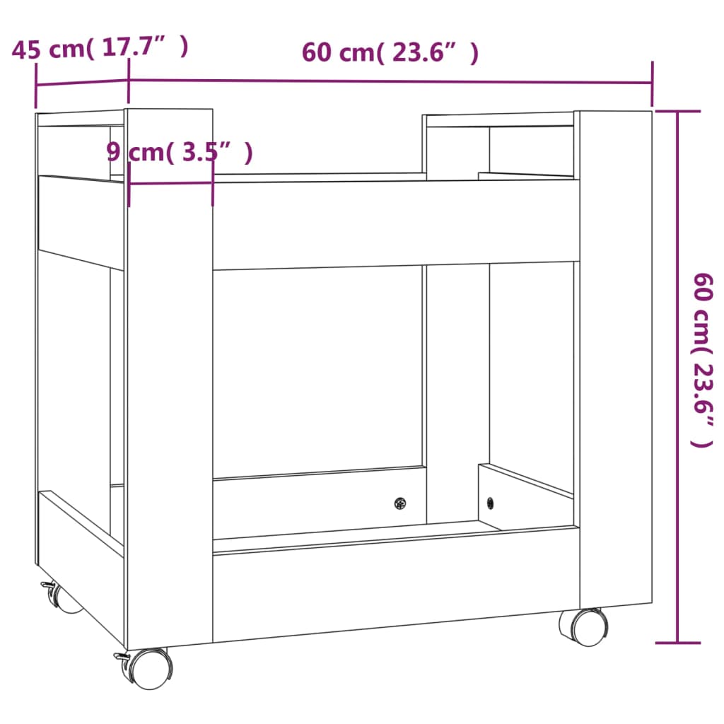 Chariot de bureau Blanc 60x45x60 cm Bois d'ingénierie