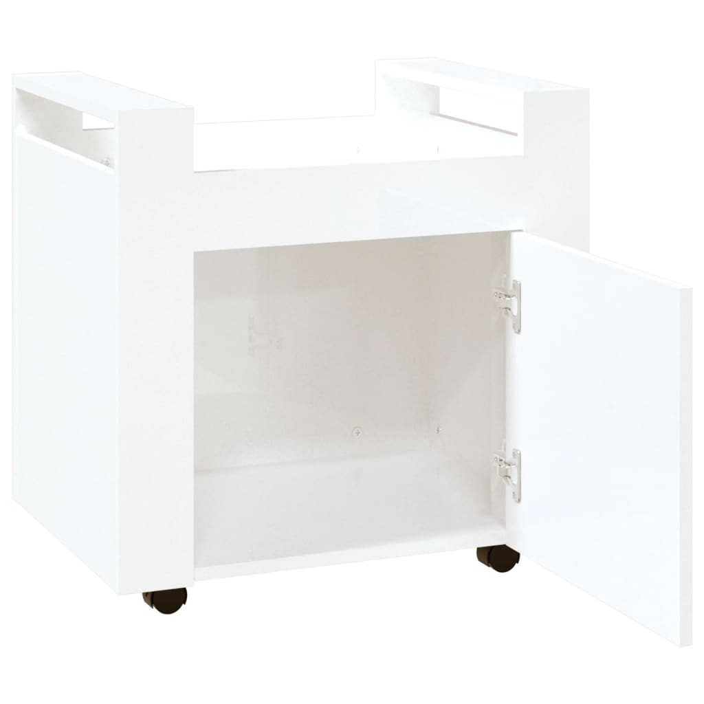 Chariot de bureau Blanc brillant 60x45x60 cm Bois d'ingénierie