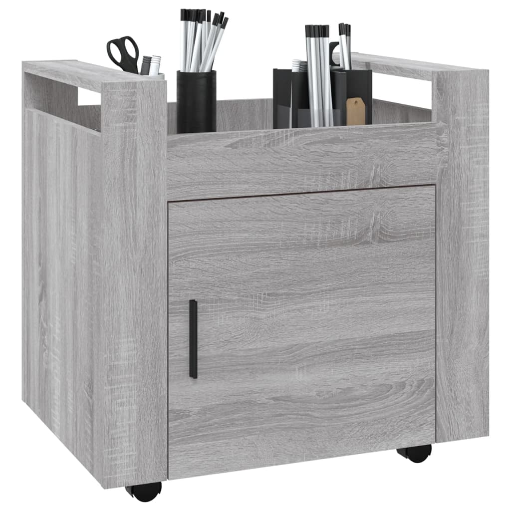 Sonoma Grey Office Trolley 60x45x60 cm Engineered Wood