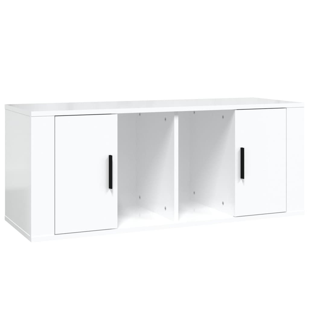 TV cabinet Glossy white 100x35x40 cm Engineered wood