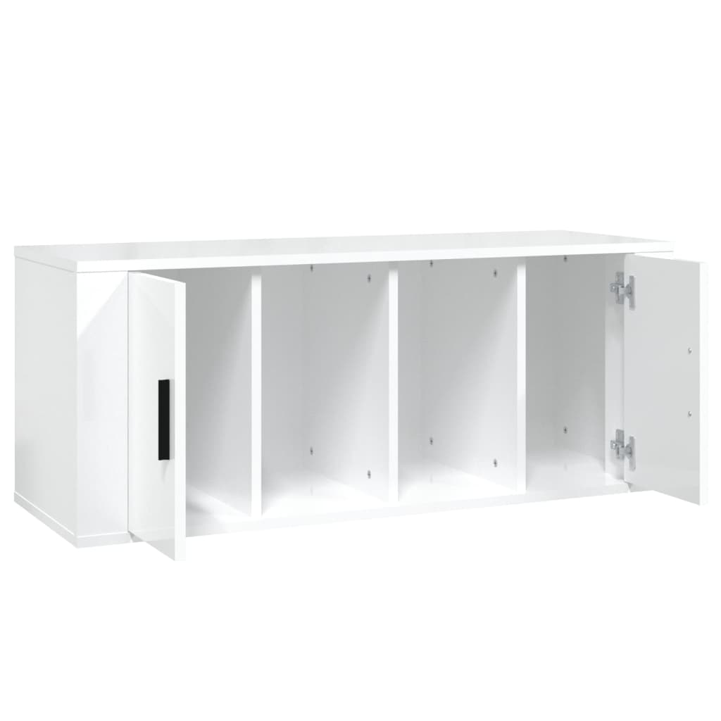 Meuble TV Blanc brillant 100x35x40 cm Bois d'ingénierie