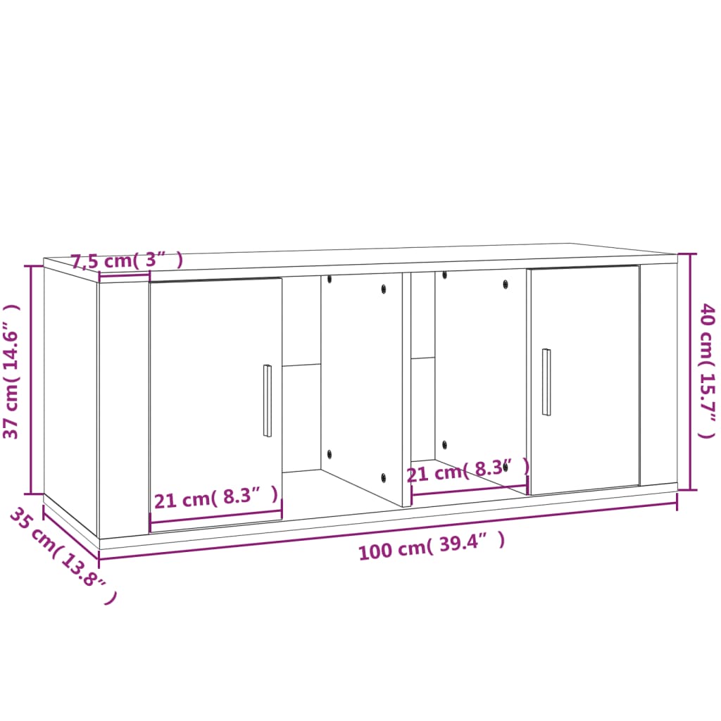 Meuble TV Chêne sonoma 100x35x40 cm Bois d'ingénierie