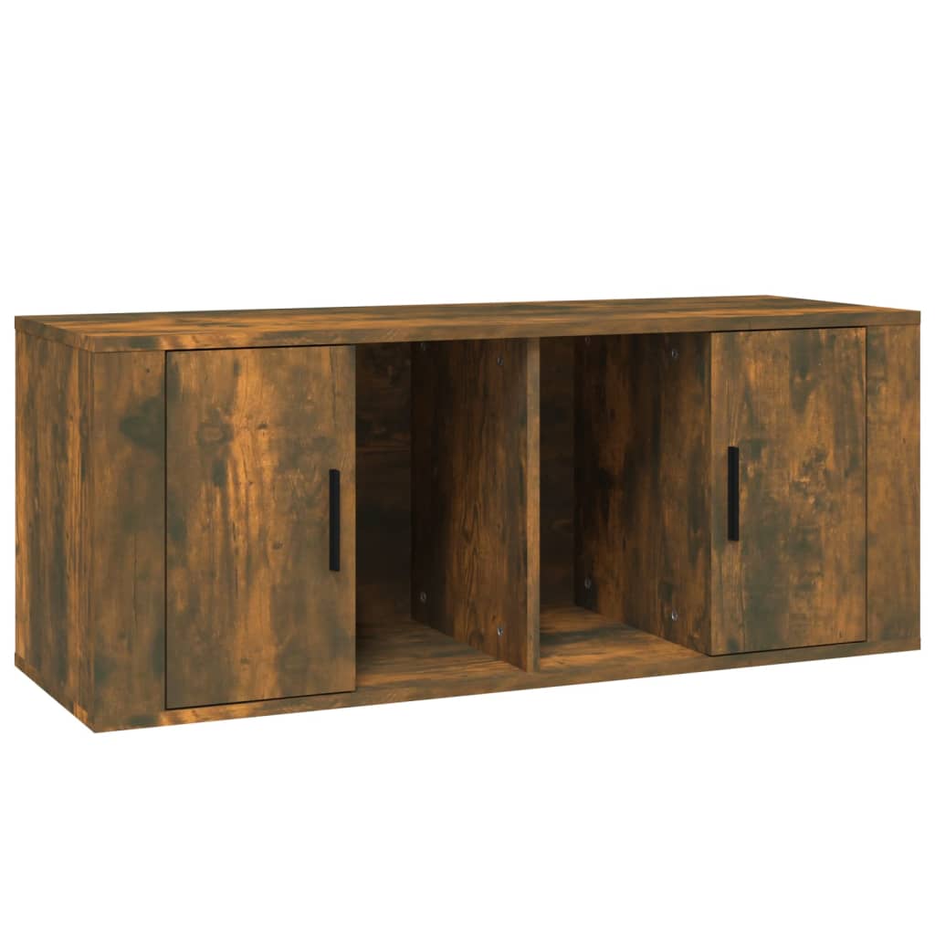 Meuble TV Chêne fumé 100x35x40 cm Bois d'ingénierie