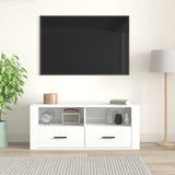 Meuble TV Blanc brillant 100x35x40 cm Bois d'ingénierie