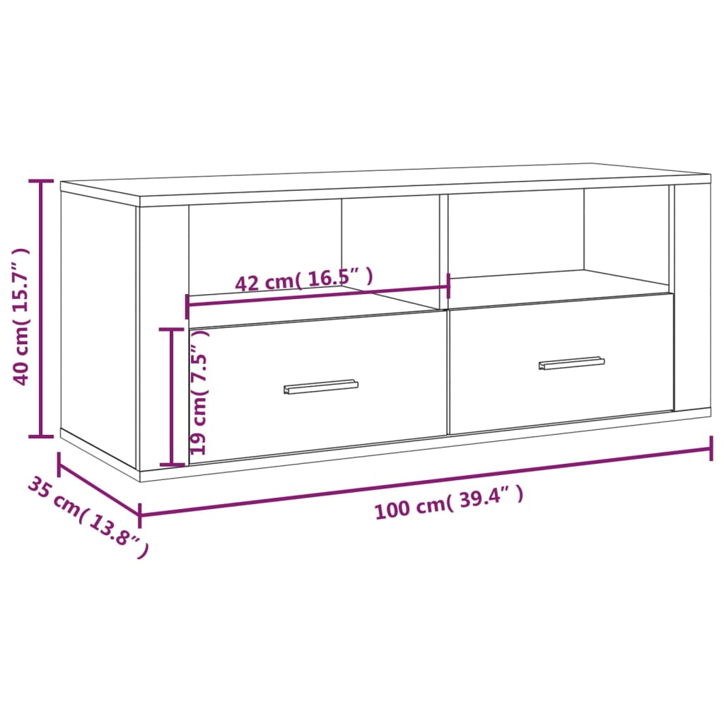 Meuble TV Blanc brillant 100x35x40 cm Bois d'ingénierie