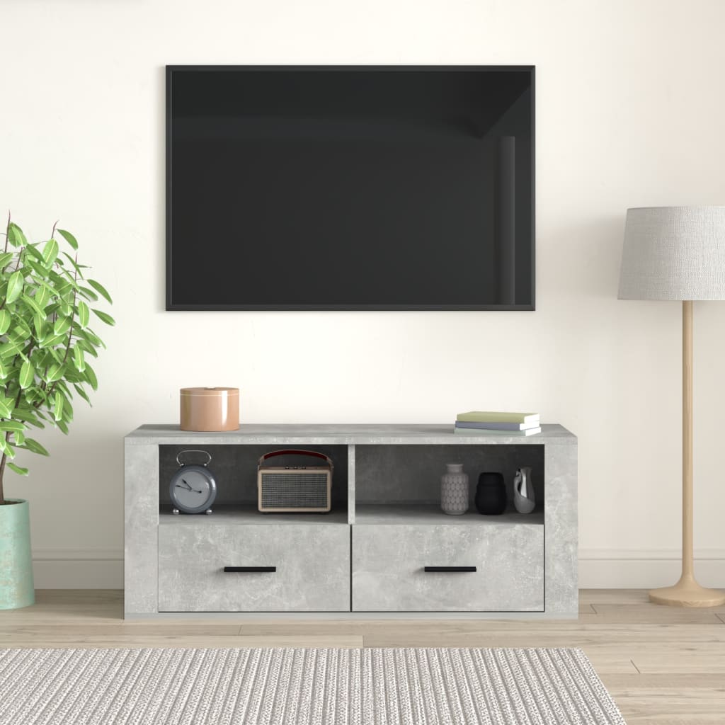 Meuble TV Gris béton 100x35x40 cm Bois d'ingénierie