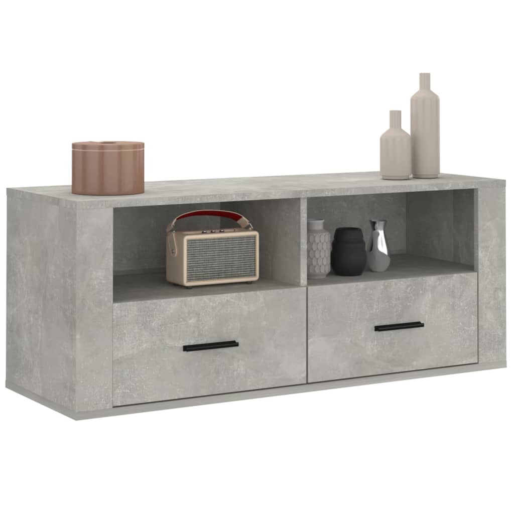 Meuble TV Gris béton 100x35x40 cm Bois d'ingénierie