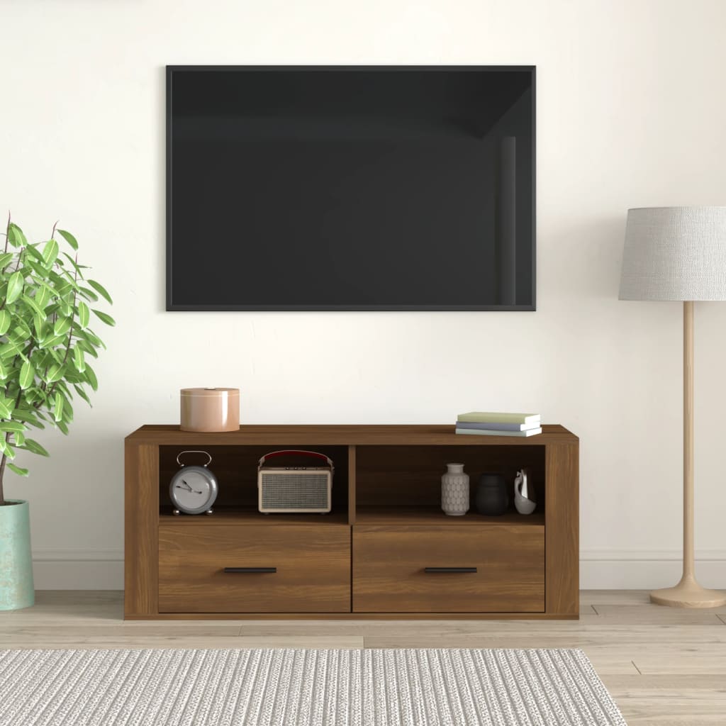 Meuble TV Chêne marron 100x35x40 cm Bois d'ingénierie