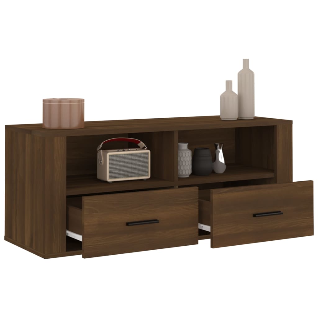 Meuble TV Chêne marron 100x35x40 cm Bois d'ingénierie