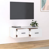 White 80x36x25 cm suspended TV cabinet Engineered wood