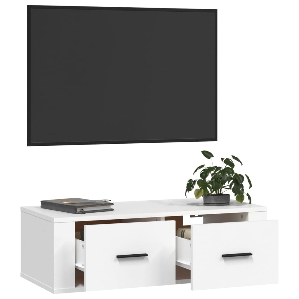 Meuble TV suspendu Blanc 80x36x25 cm Bois d'ingénierie